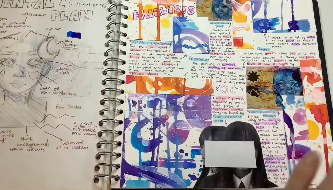 Example: initial ideas and thumbnails for artwork 1, part 1