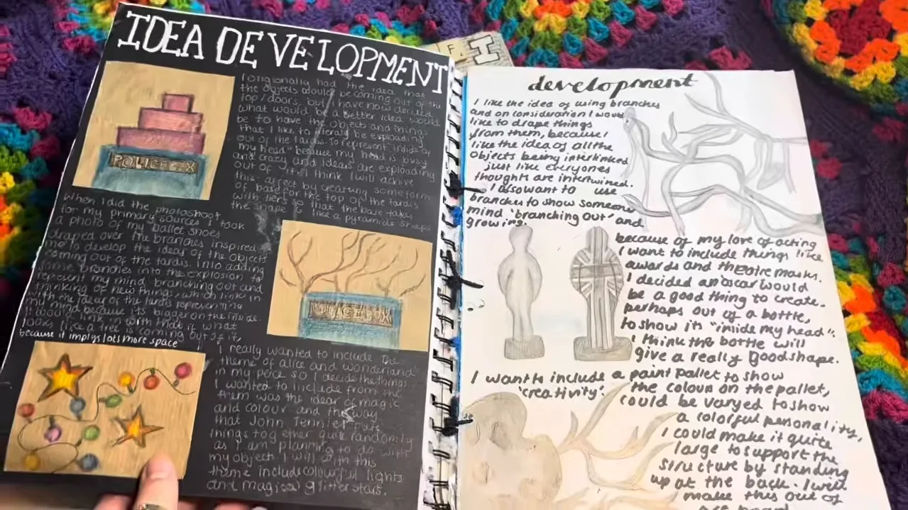 Example: initial ideas and thumbnails for artwork 1, part 1