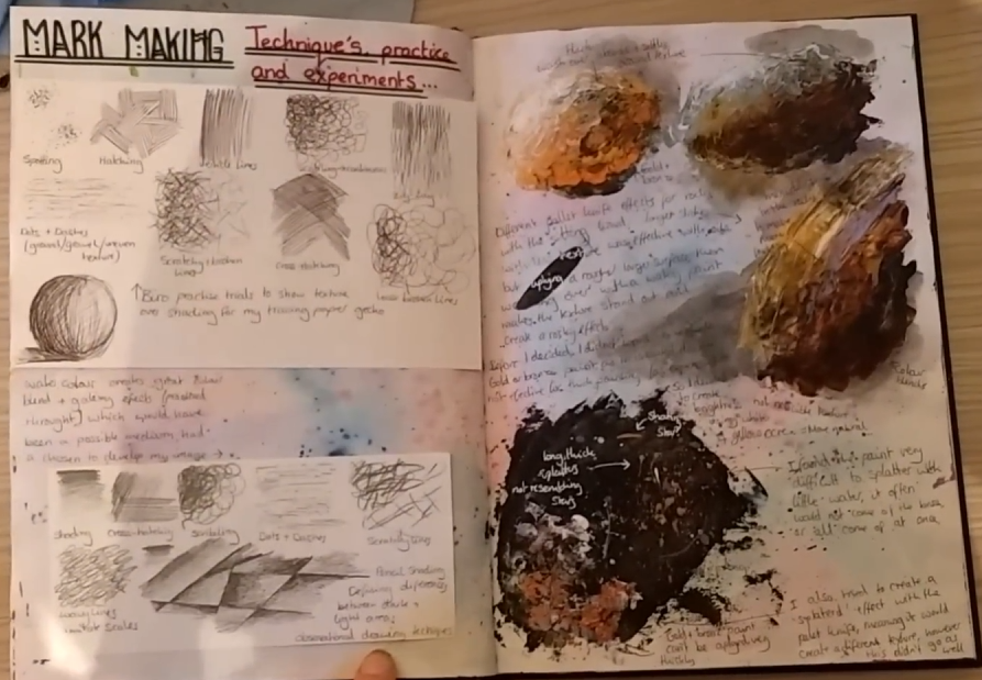 Example: media and technique experiments for artwork 1, part 1