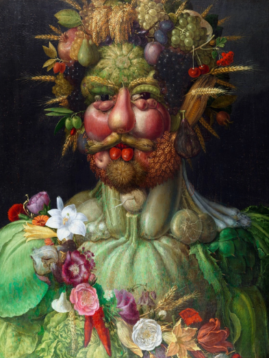 Giuseppe Arcimboldo, Vertumnus, portrait made of fruit and vegetables.