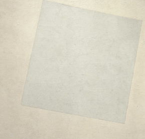 Kazimir Malevich, White on White, 1918. Tilted white square on warm white ground.
